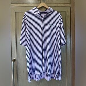 RLX Ralph Lauren Light Pink Striped Short Sleeve Performance Golf Polo Shirt
